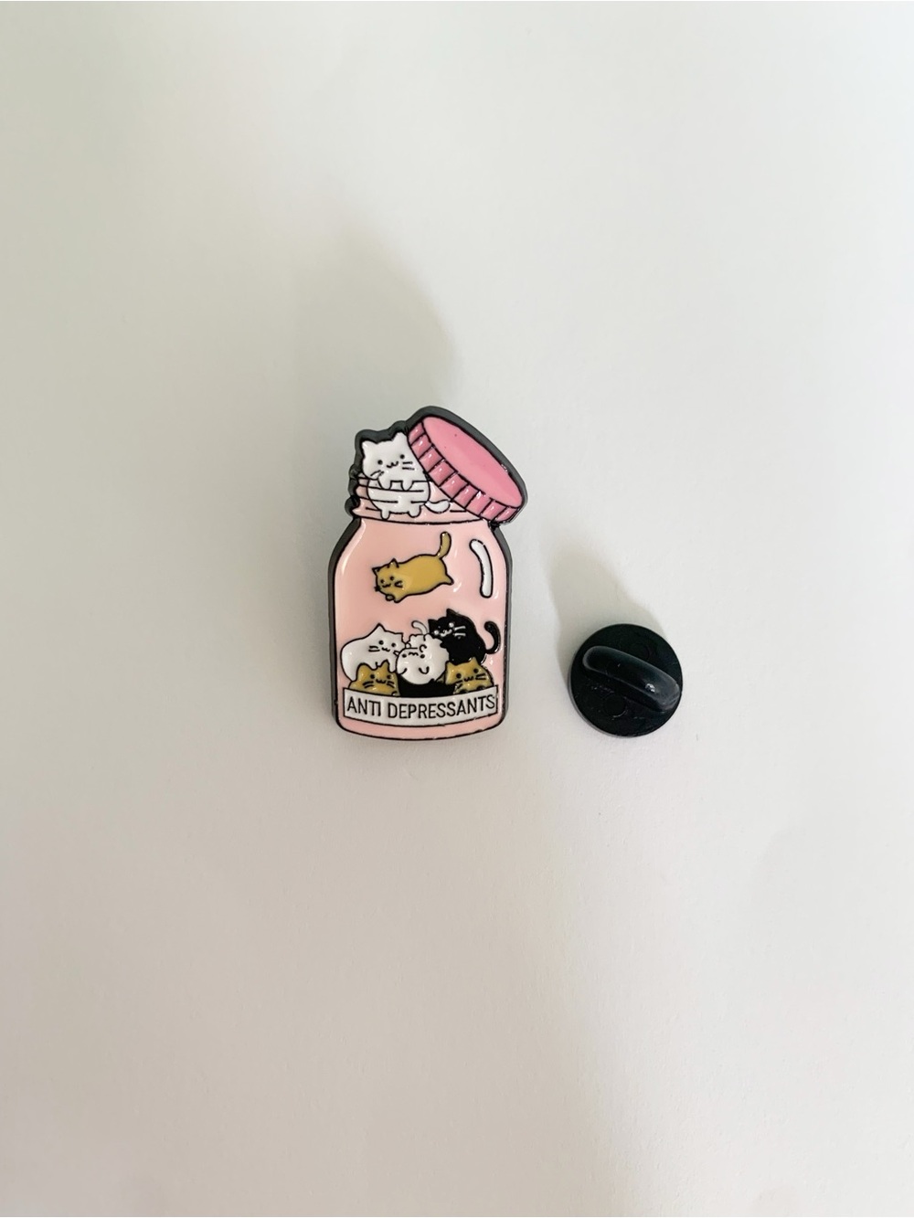 Anti Depressants AKA Cute Cats in a Jar Metal Enamel Brooch Pin